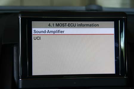 W204 COMAND engineering mode MOST ECU info picture